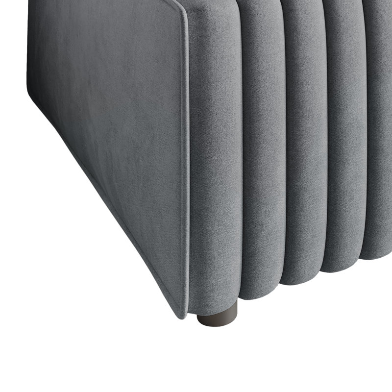 Ensemble de 9 chaises modulaires rembourrées en velours 9 pièces, Gris clair