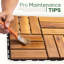 Carreaux de terrasse carrés en bois d'acacia à motif de verrouillage à 12 lattes pour l'intérieur et l'extérieur (ensemble de 27)-112843035