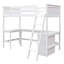 Lit mezzanine simple avec bureau et tablettes, lit mezzanine en bois blanc pour enfants, bureau et sommeil peu encombrant