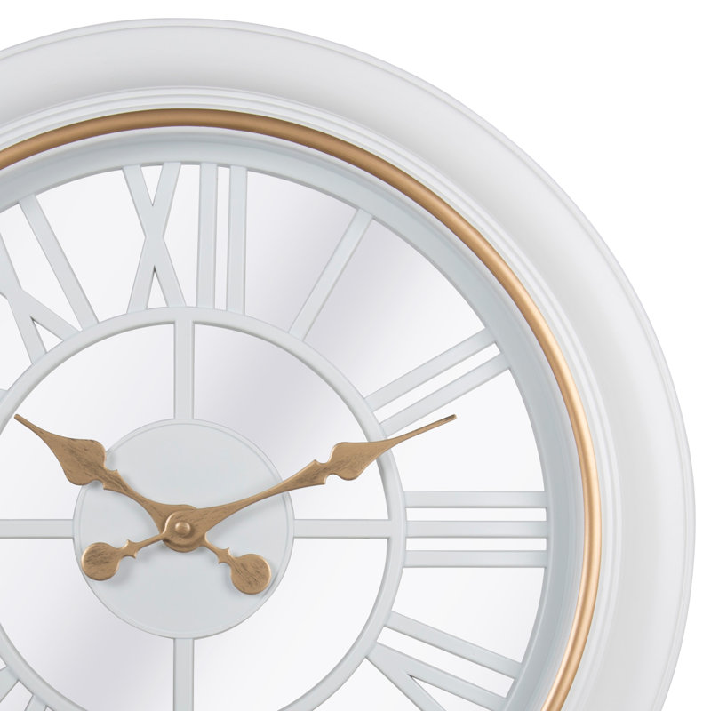White and Gold 18" Traditional Roman Numeral Wall Clock