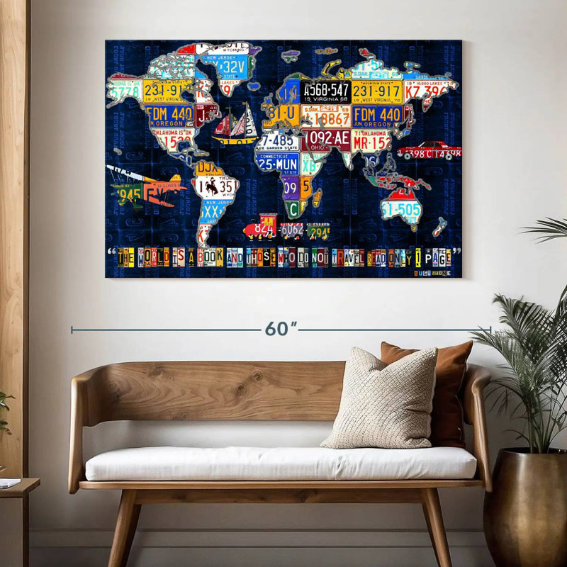 Aliaz World Map Augustine, 34" H x 51" W