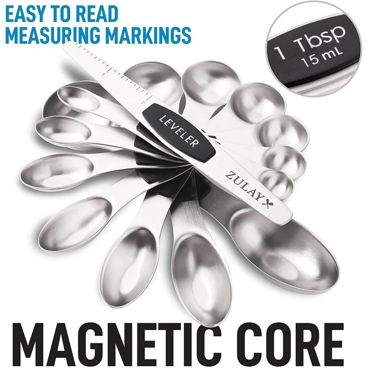 Zulay Kitchen Stainless Steel Magnetic Measuring Spoons, 8 Piece