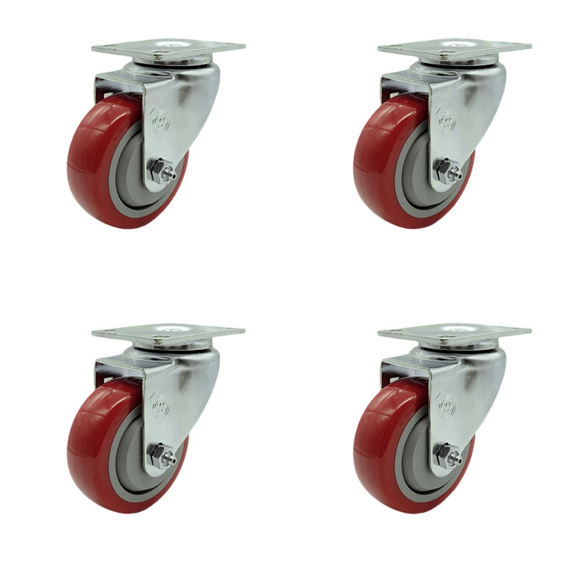 Roulettes en polyuréthane avec roulettes, Rouge