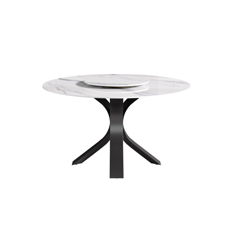 Table de salle à manger Modern Modern, H 29,53 po x L 53,15 po x l 53,15 po, Blanc, Noir, noir, noir, noir