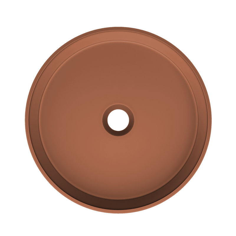 Lisse 14.5" Concrete Round Vessel Sink, Matte Terracotta