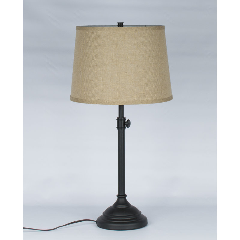 Caitlynne Metal Table Lamp, Natural Burlap, Black