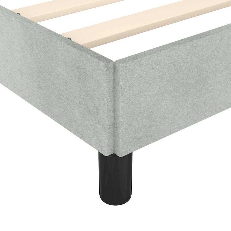 Maecie Velvet Platform Bed Base, No Box Spring Needed / No Mattress, Gris clair, Simple extra long