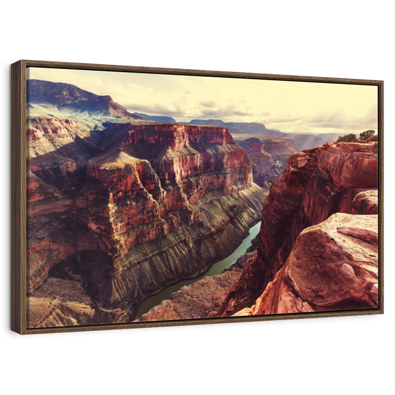 Superbe vue sur le Grand Canyon, 37 po x 25 po, Cadre flottant noyer