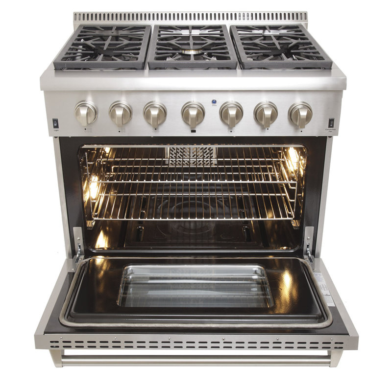 Kucht 36 " 5.2 Gas and Electric Range with Grate Cooktop, Classic Silver, Liquid Propane