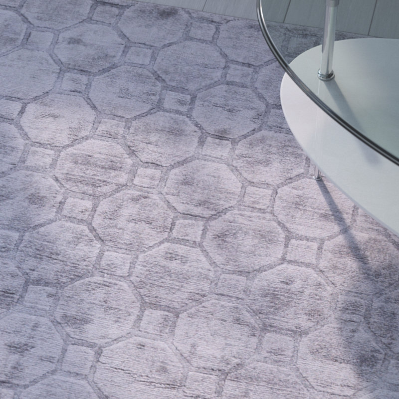 Tapis gris à motif géométrique Tyndalls Park, Rectangle 6 pi x 9 pi