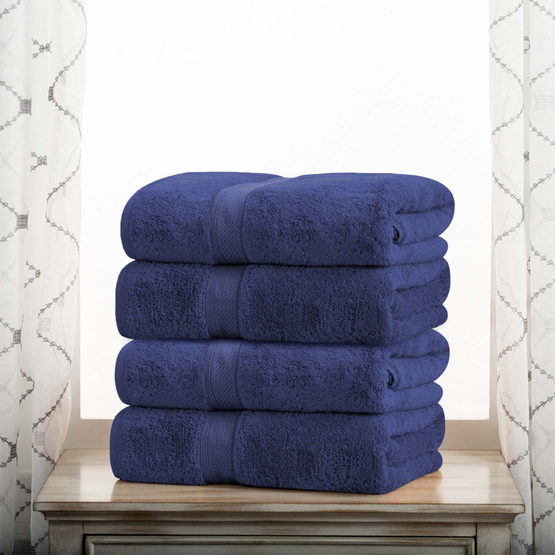Donlad Certified Certified Egyptian Cotton 800 GSM Heavyweight Plush Solid Luxury Bath Towel, Navy Blue