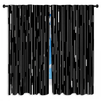 Rideaux obscurcissant noir et blanc à motif de rideaux - 2 panneaux
