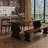 Brown+Black Rectangular Solid Wood Dining Table-1285185224