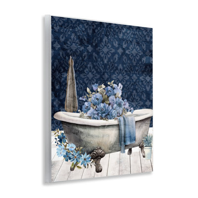 Blue Bath Floral Tub Wall Plaque, design by Kim Allen