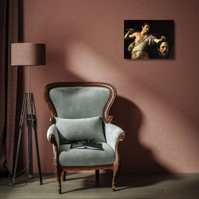 "David with the Head of Goliath" by  Caravaggio - Gallery Wrap Canvas Wall Art