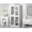 Armoire de salle de bain autoportante 100% bois massif 32 "avec portes en verre transparent et tablettes réglables - Rangement de salle de bain moderne-1665238415