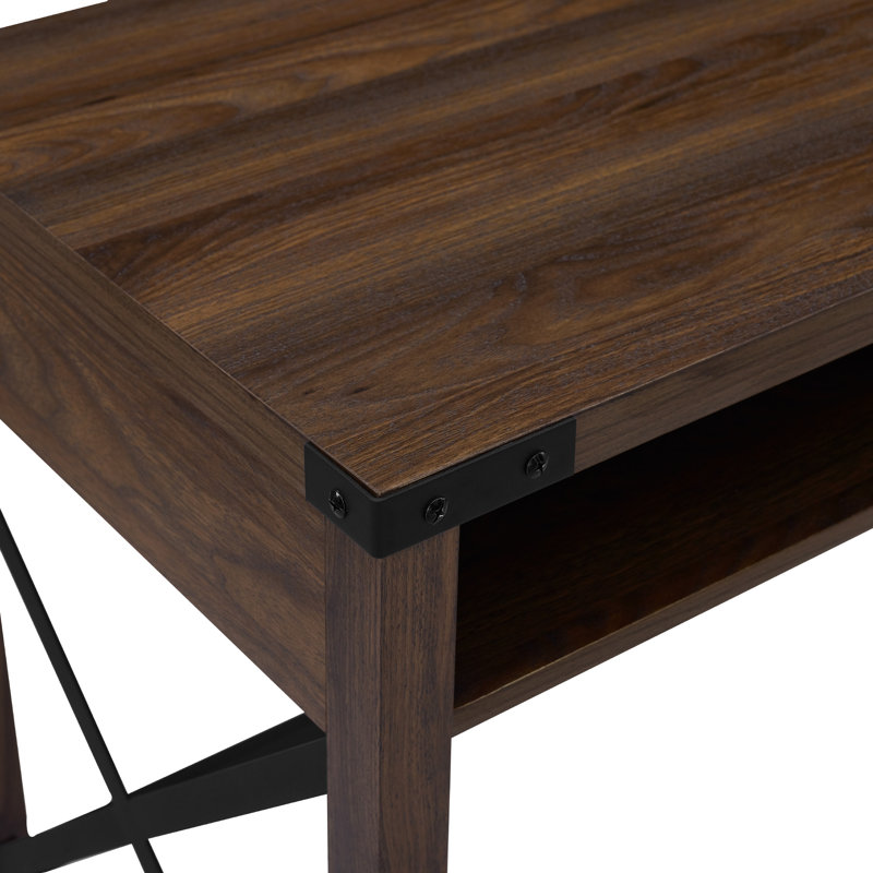Arsenault Metal-X Desk with Open Cubbies, Dark Walnut