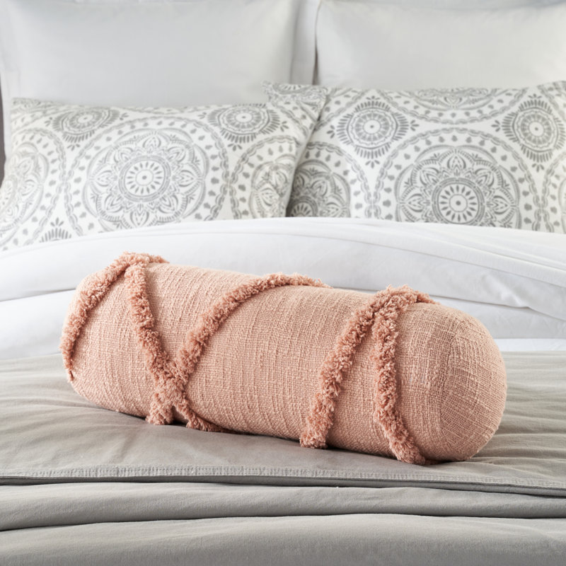 SH018-006020 Life Styles Contemporary Textured Distressed Diamond Throw Pillows, Blush