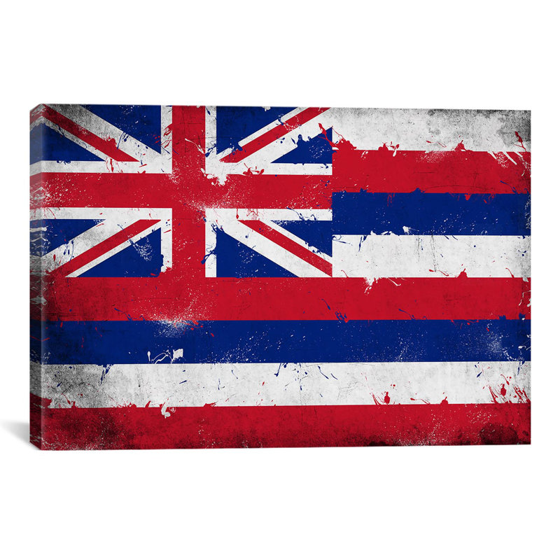 Drapeau, grunge, impression sur toile peinte hawaii, H 18 po x l 26 po x P 1,5 po, Toile tendue, Pas de tapis