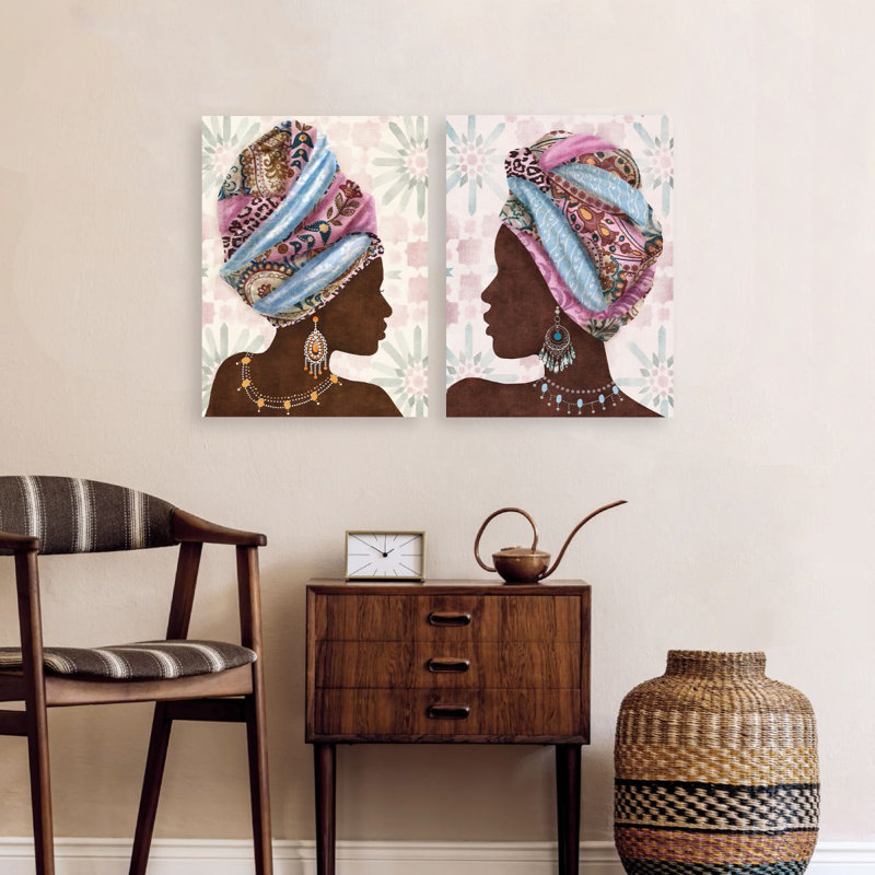 African Woman 2 Units Brown - 2 Piece No Frame Drawing Set