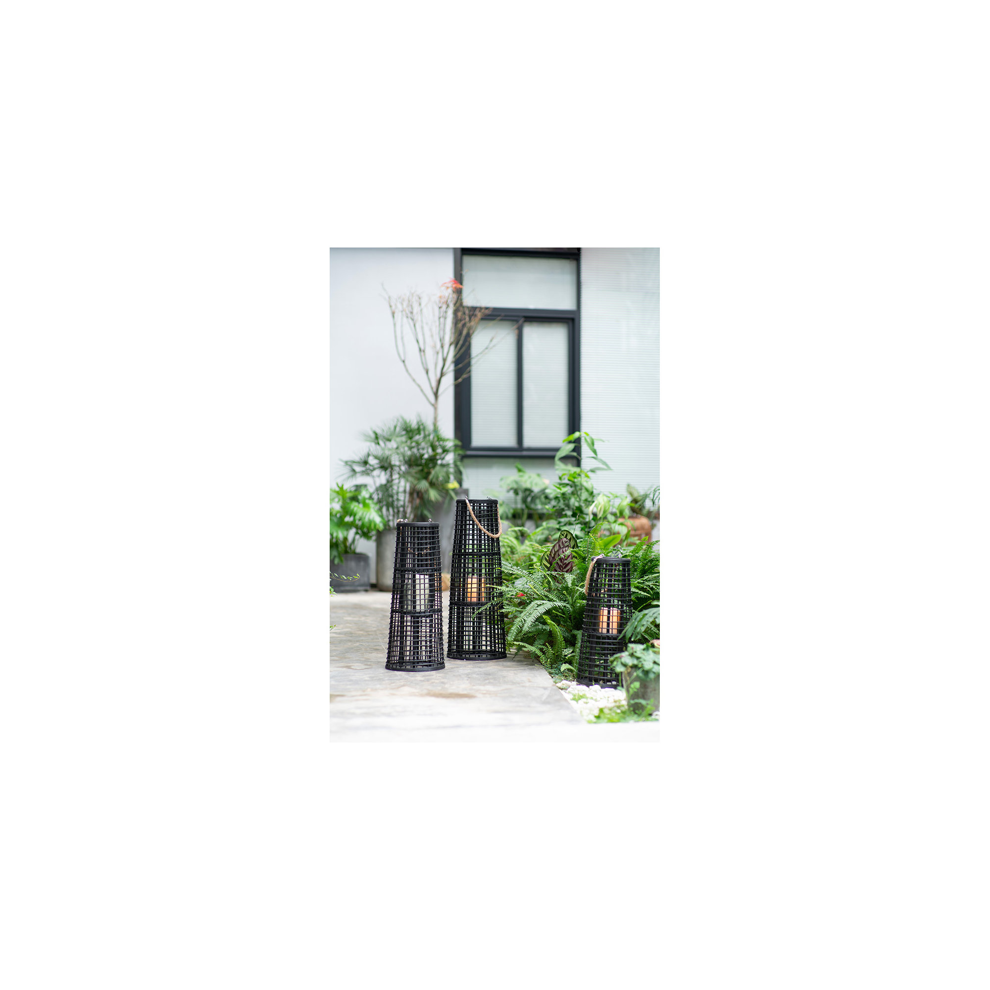 Bamboo Floor Lantern, 20.9" H x 9.4" W x 9.4"  D