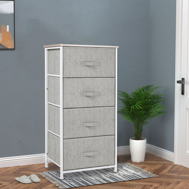 Commode de rangement 4 tiroirs Abing, Blanc