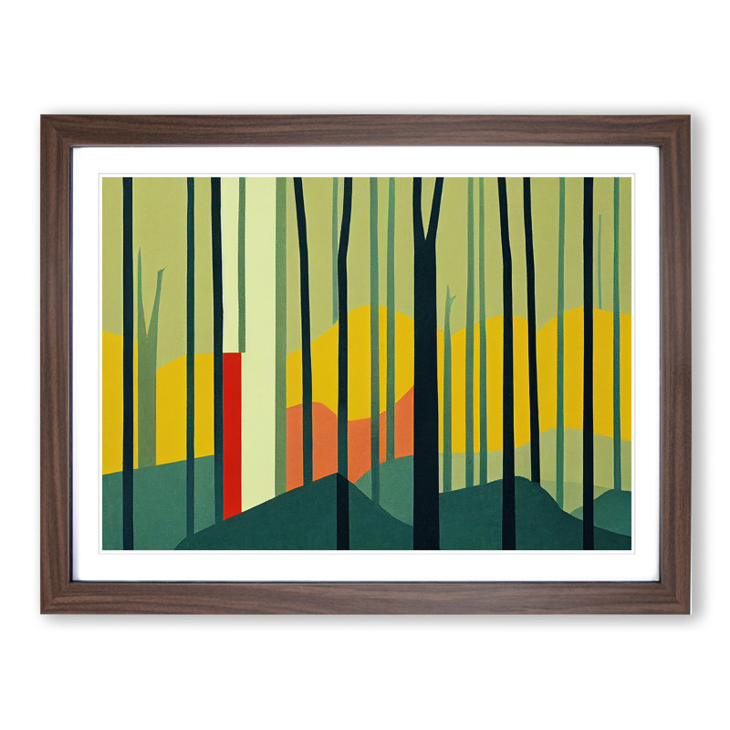 Colourful Abstract Summer Forest Vol.2 - Framed Print, 25cm H x 34cm W x 2cm D, Walnut