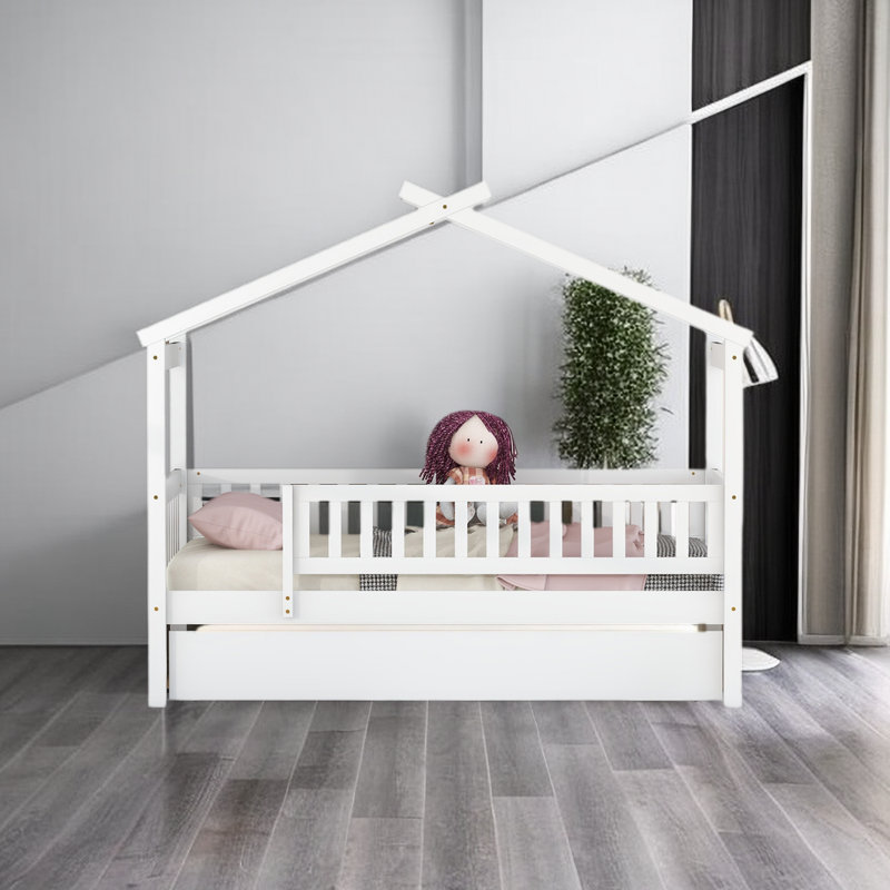 Lit de jour avec couchette Jaylyn, Lit simple, Blanc