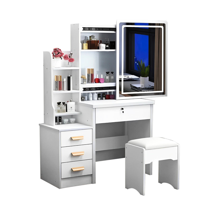 Modern Vanity Desk With 3 Color Lights Mirror - Storage Space, White Quality & Choices,