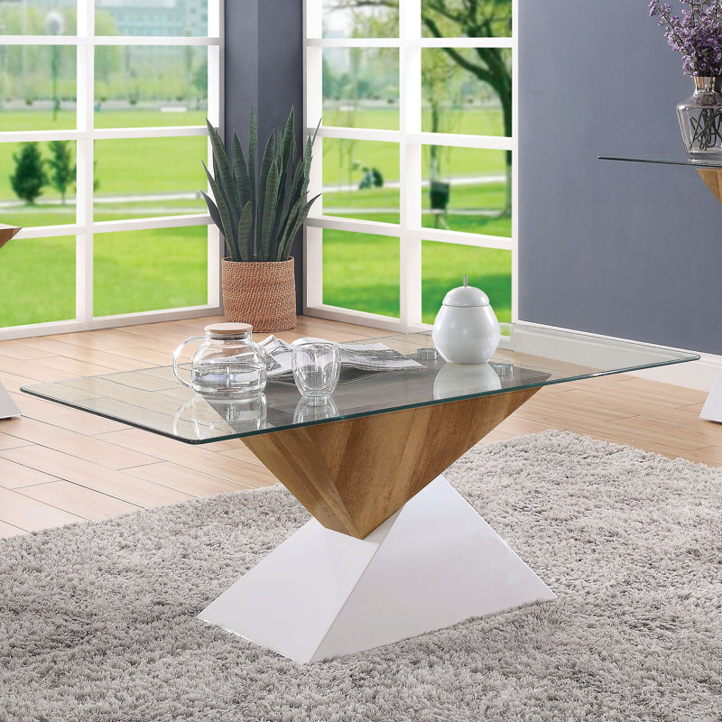 Pankow Glass Top Living Room Table Set