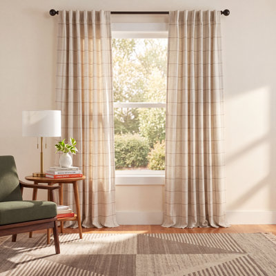 Threadmade Brighton Rod Pocket Back Tab Window Curtain Panel, Linen - 52"W x 84"L