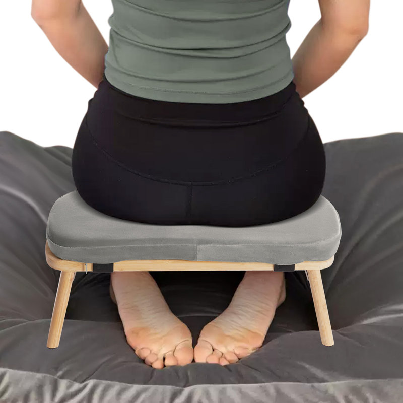 Foldable Ergonomic Kneeling Chair Meditation Bench, Gray