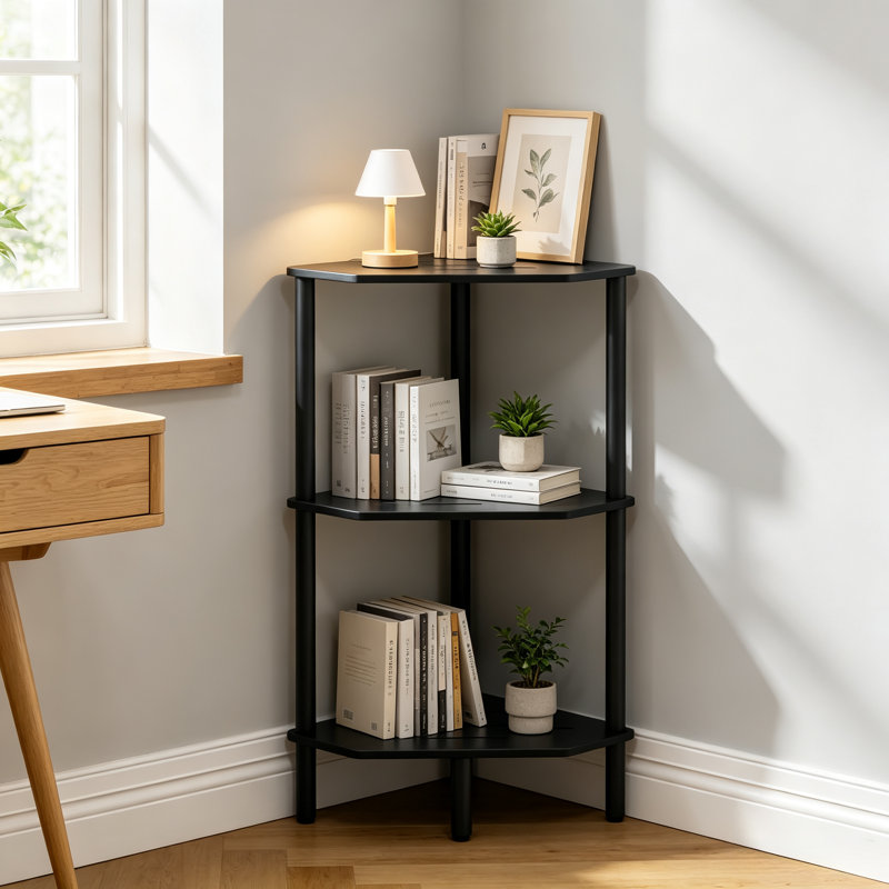 Bamboo Corner Shelf with Adjustable Legs – Space-Saving Storage Rack for Small Spaces, 29.06" H x 11.81" W x 14.76" D