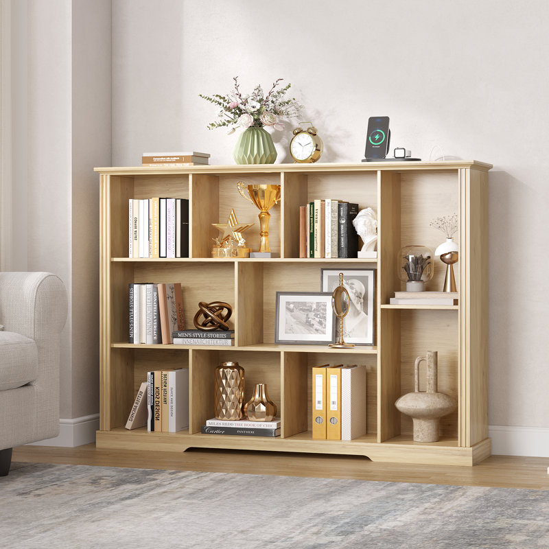Bibliothèque l 55 "avec capteur tricolore et bibliothèque ouverte à 10 casiers, Oak