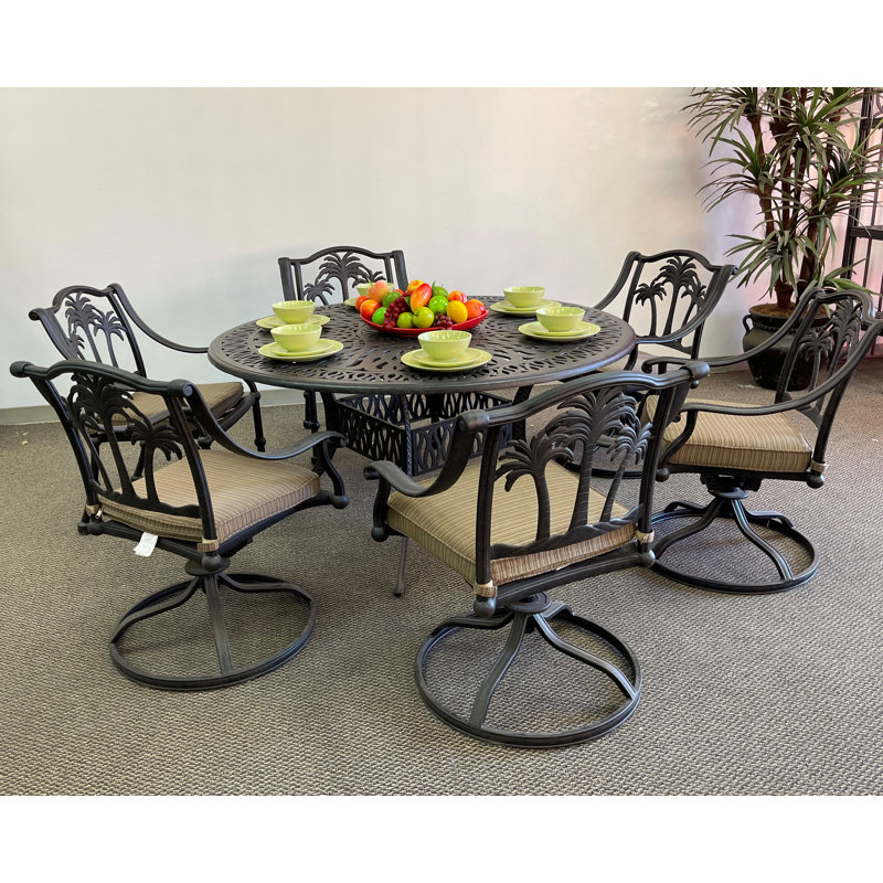 Anieya 6 - Person Patio Dining Set with Round Table , Cushions Included