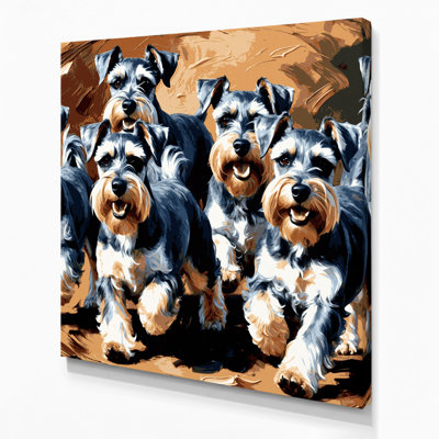 Dogs Miniature Schnauzer Black Canvas Wall Art