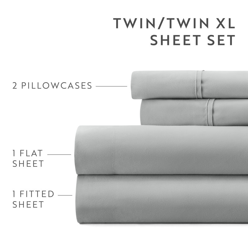 Archimedes Microfiber Sheet Set, Twin, Light Gray