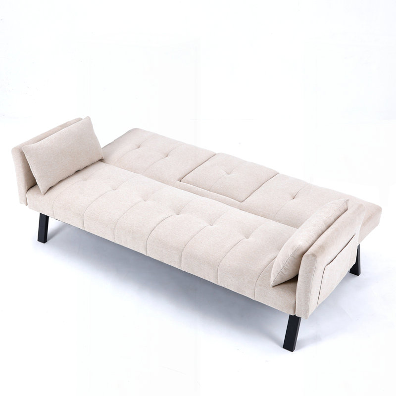 Canapé-lit 70 po en lin et coton multifonctionnel 70 po, Beige