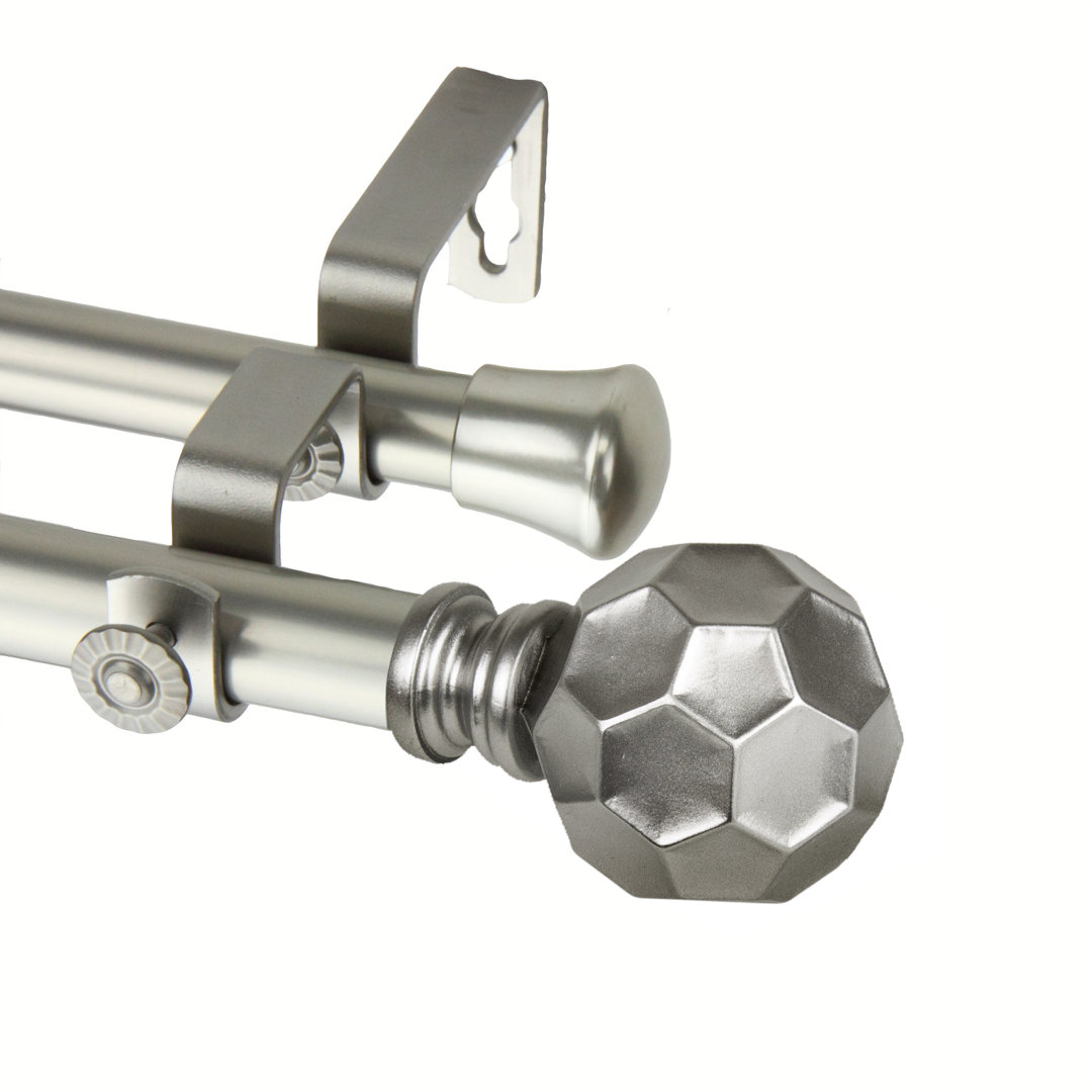 Campanella Stainless Steel, Resin Finials Adjustable Double Curtain Rod Darby Home Co 