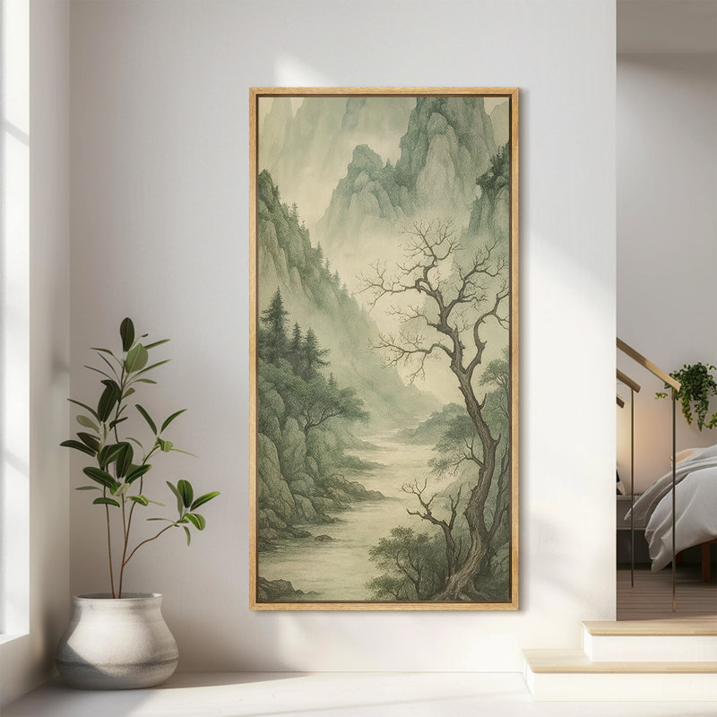Impression sur toile encadrée, art traditionnel chinois traditionnel, Natural, H 60 po x l 30 po