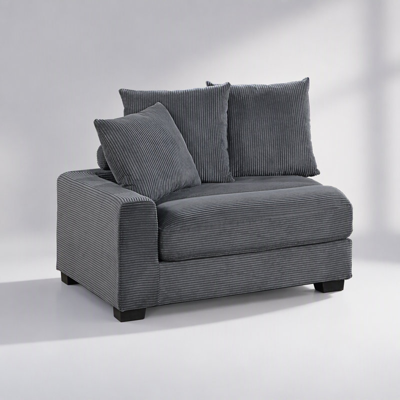 Ensemble de canapé modulaire contemporain en velours côtelé gris foncé avec repose-pieds 6 pièces