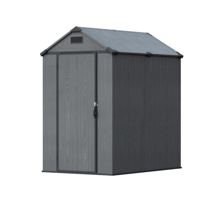 4 Ft. W X 6 Ft. D Resin Outdoor Storage Shed With Floor, Weather-resistant Outdoor Storage With Reinforced Design