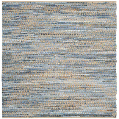 Arria Hand Woven Cotton Denim/0.4 Jute Rug in Natural/Blue
