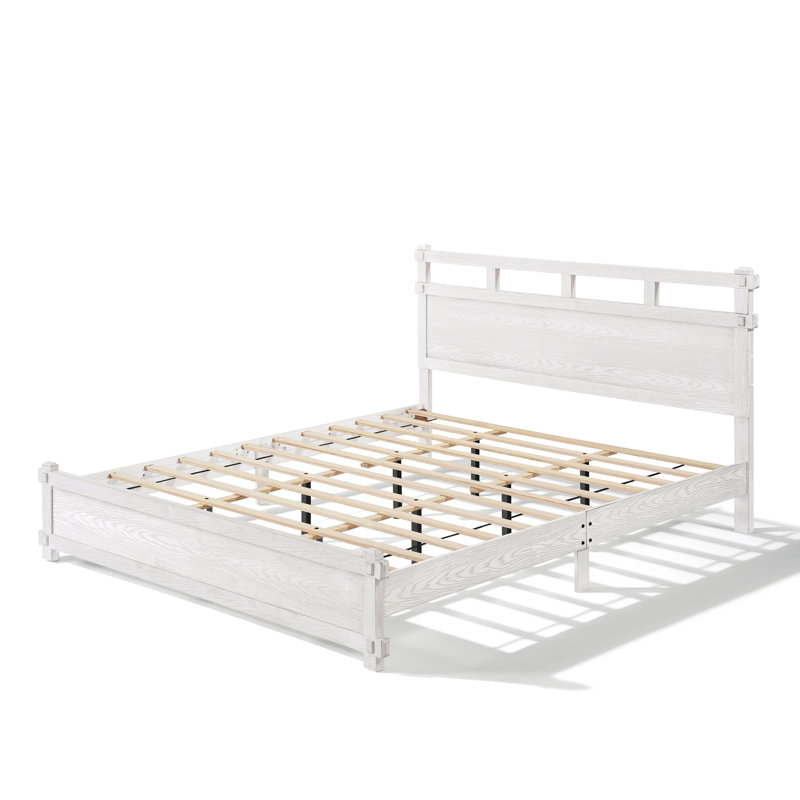 Everett Rustic Farmhouse Wood Platform Bed Frame, California King