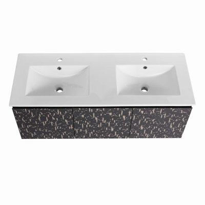Meuble-lavabo double 18,30 po avec plateau en bois manufacturé Hippolytus