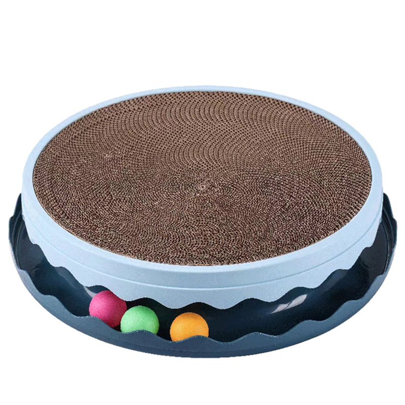 Jouet à griffer rond pour chat, coussin à griffer pour chat avec ballon, jouet interactif pour jouer à la souris avec ballon, planche à gratter pour chat