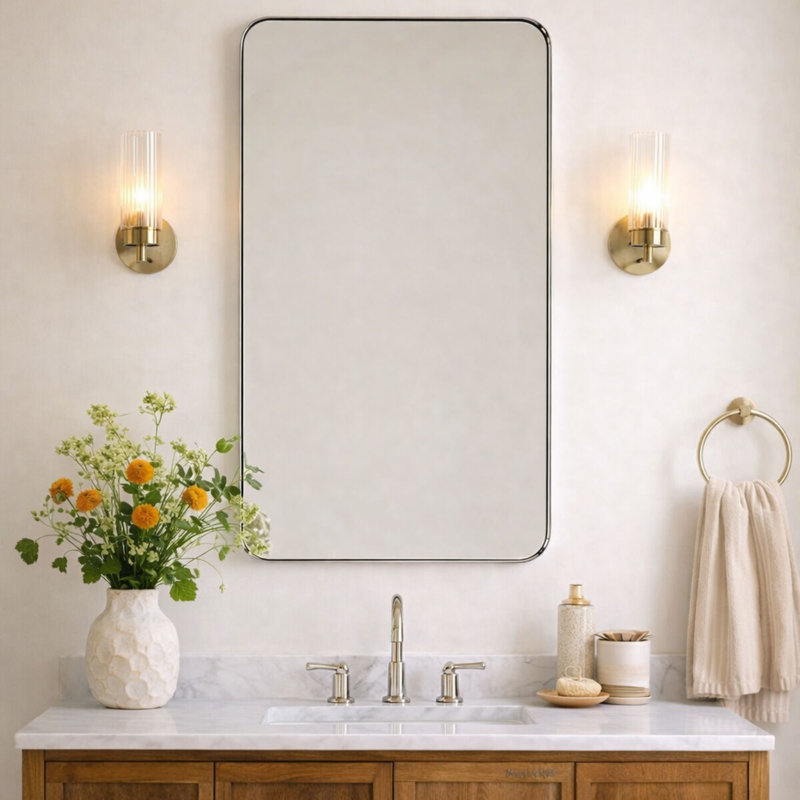 Miroirs de salle de bain Kengston, Chrome chrome, 40 po x 24 po