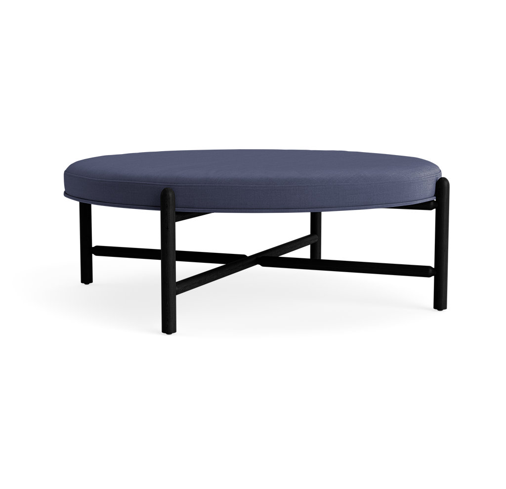 Vane 48" Round Ottoman, Navy, Black