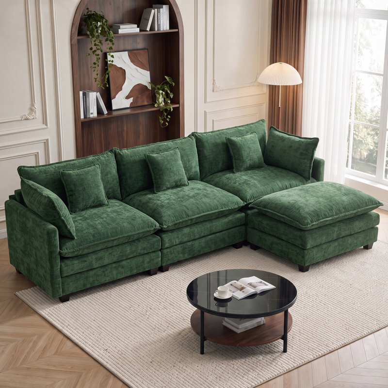Upholstered " Chenille Sofa, 102"L, Green