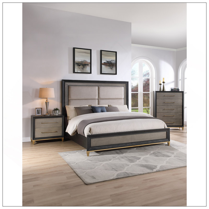 Commode haute 5 pièces en bois foncé brossé 1 pièce